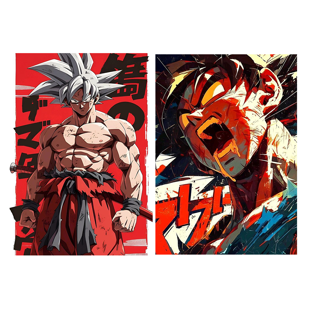 Dragon Ball, Set of 10 Mix Anime posters for wall, A4 Size | Gaming room posters | Goku, Vegeta etc