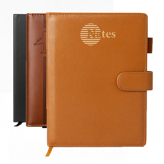 Premium Office Diary Combo – 3-in-1 Corporate Gift Set | Elegant Leather Notebooks with Button Lock, Pen Holder & Year Print