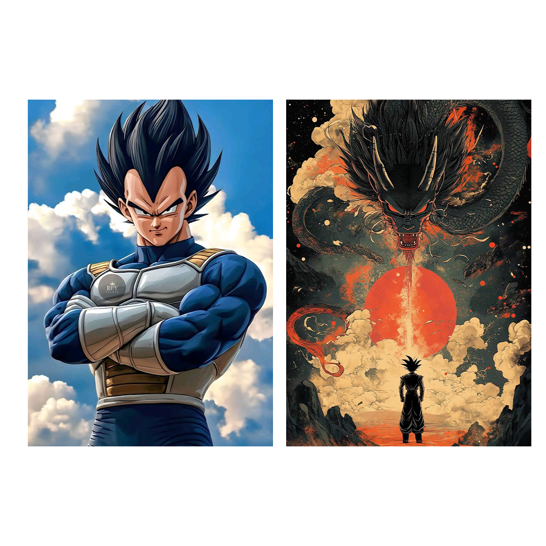 Dragon Ball, Set of 10 Mix Anime posters for wall, A4 Size | Gaming room posters | Goku, Vegeta etc