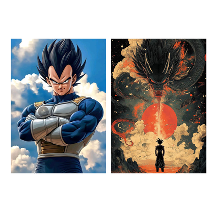 Dragon Ball, Set of 10 Mix Anime posters for wall, A4 Size | Gaming room posters | Goku, Vegeta etc