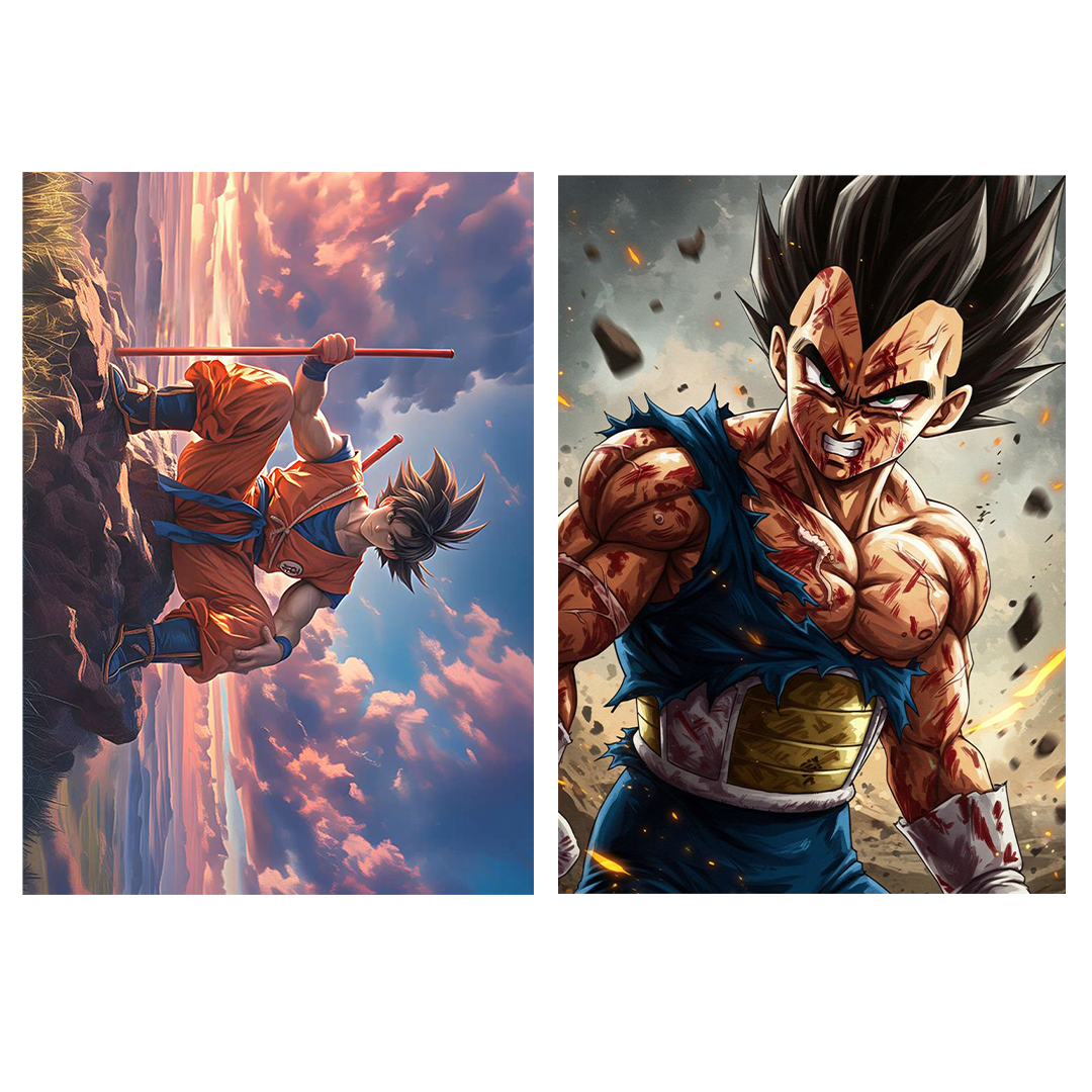 Dragon Ball, Set of 10 Mix Anime posters for wall, A4 Size | Gaming room posters | Goku, Vegeta etc