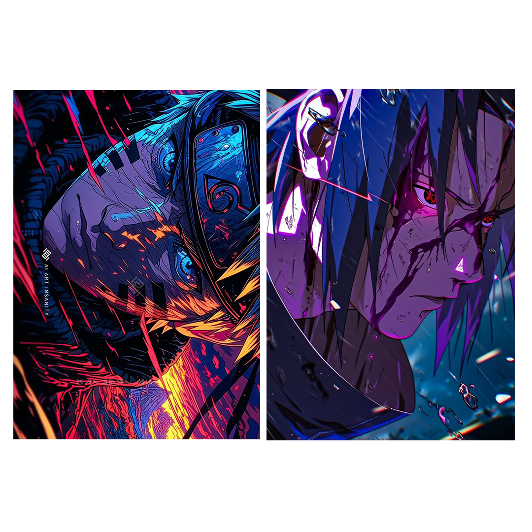 Naruto Poster Set (10 Pcs) – A4 Size Anime Wall Art for Rooms, Hostels, Gaming Setup