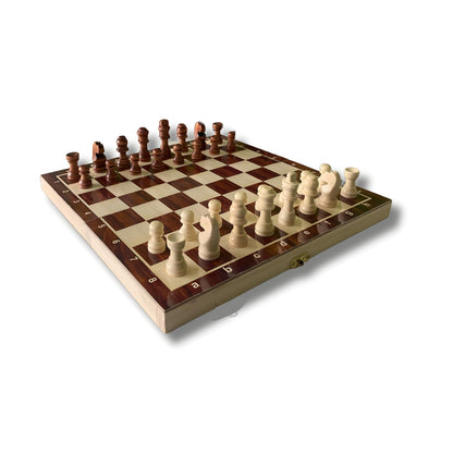 Wooden Handcrafted Foldable (12"X12", Brown) Chess Board Set for Professionals with 32 Wooden Chess Pieces for 2 Players Kids and Adults